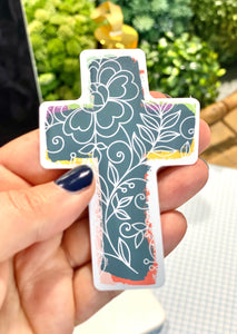 Floral Cross Sticker